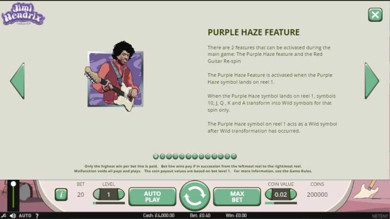Jimi Hendrix Slot Features