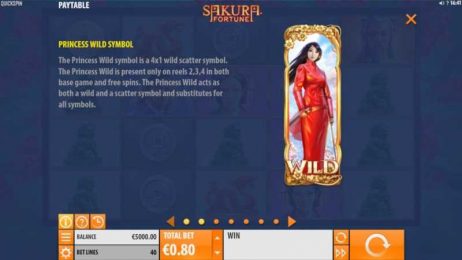 Sakura Fortune Slot Paytable