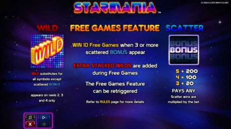 Starmania Slot Features