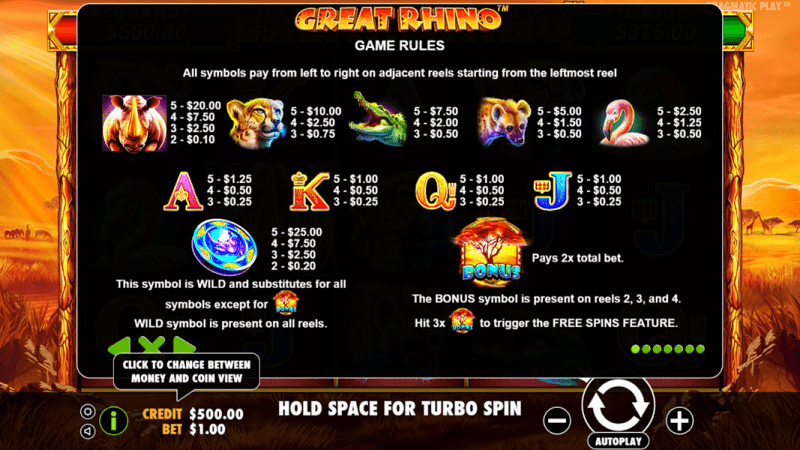 Great Rhino Slot Game Rules