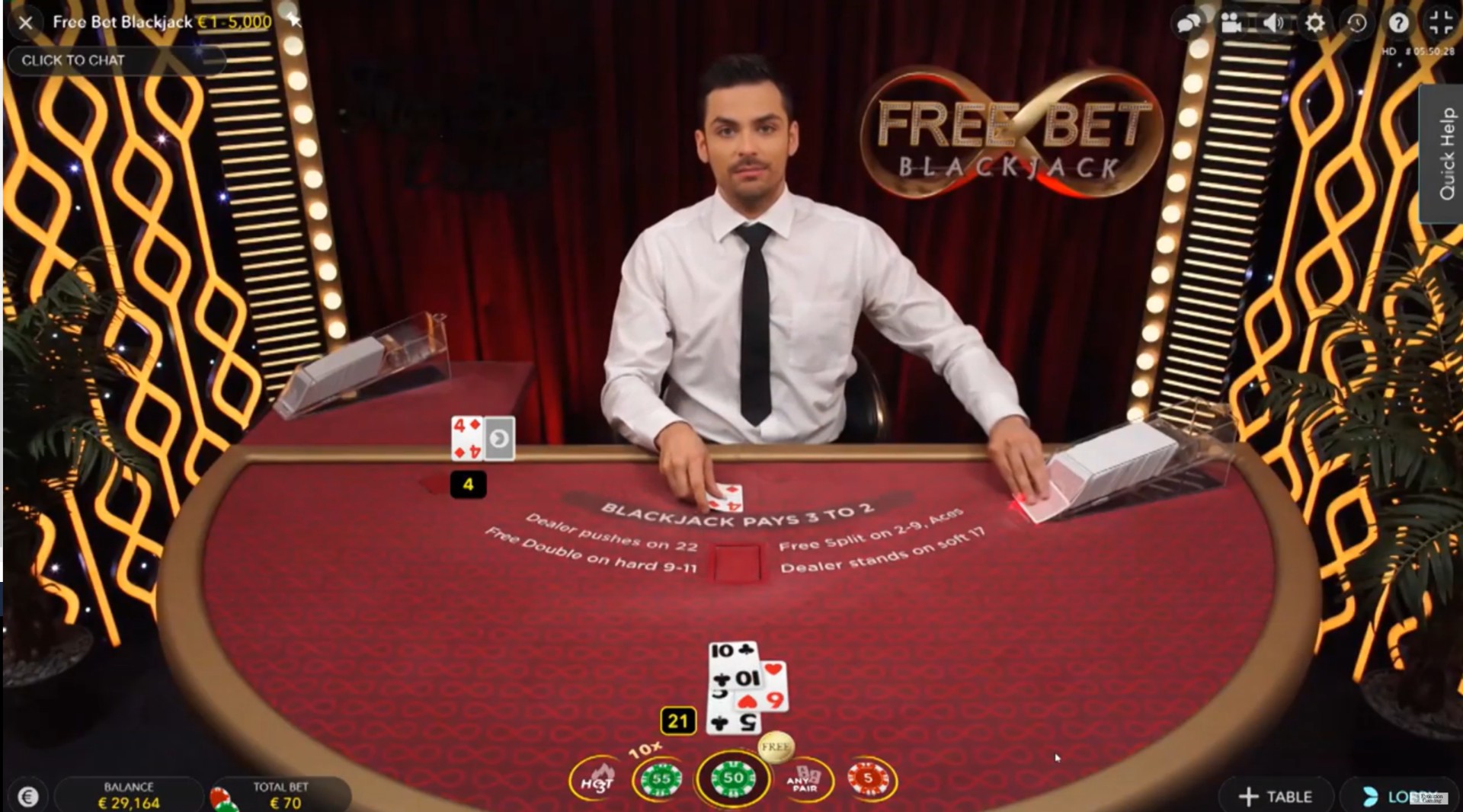 Live dealer hosting a game of Evolution Live Blackjack