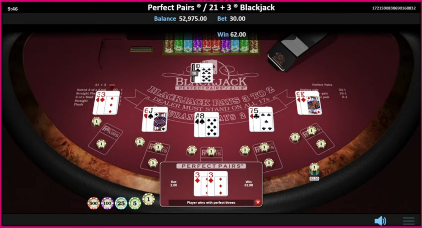 Blackjack: Perfect Pairs / 21 + 3