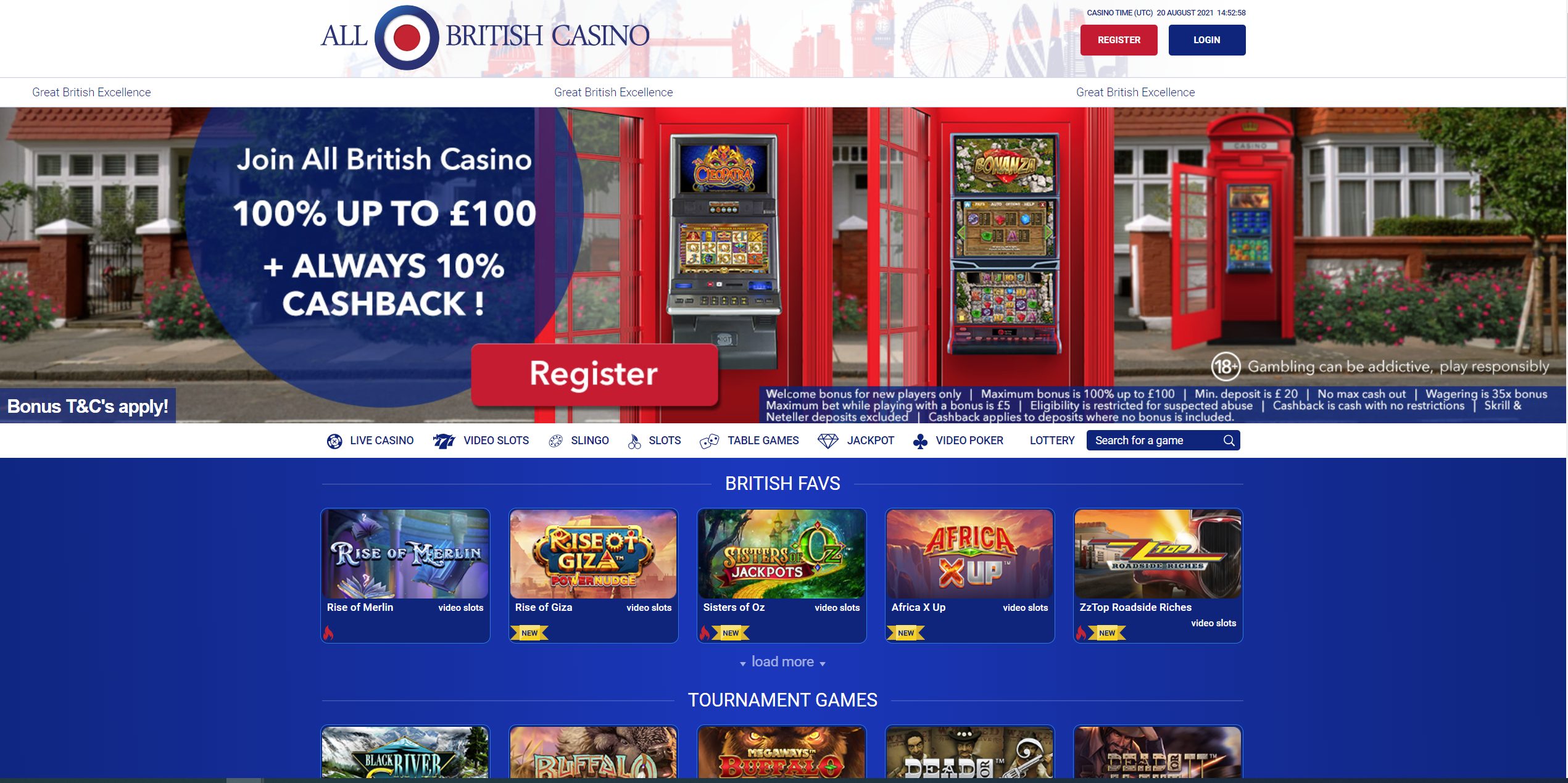 All British Casino Landing Page