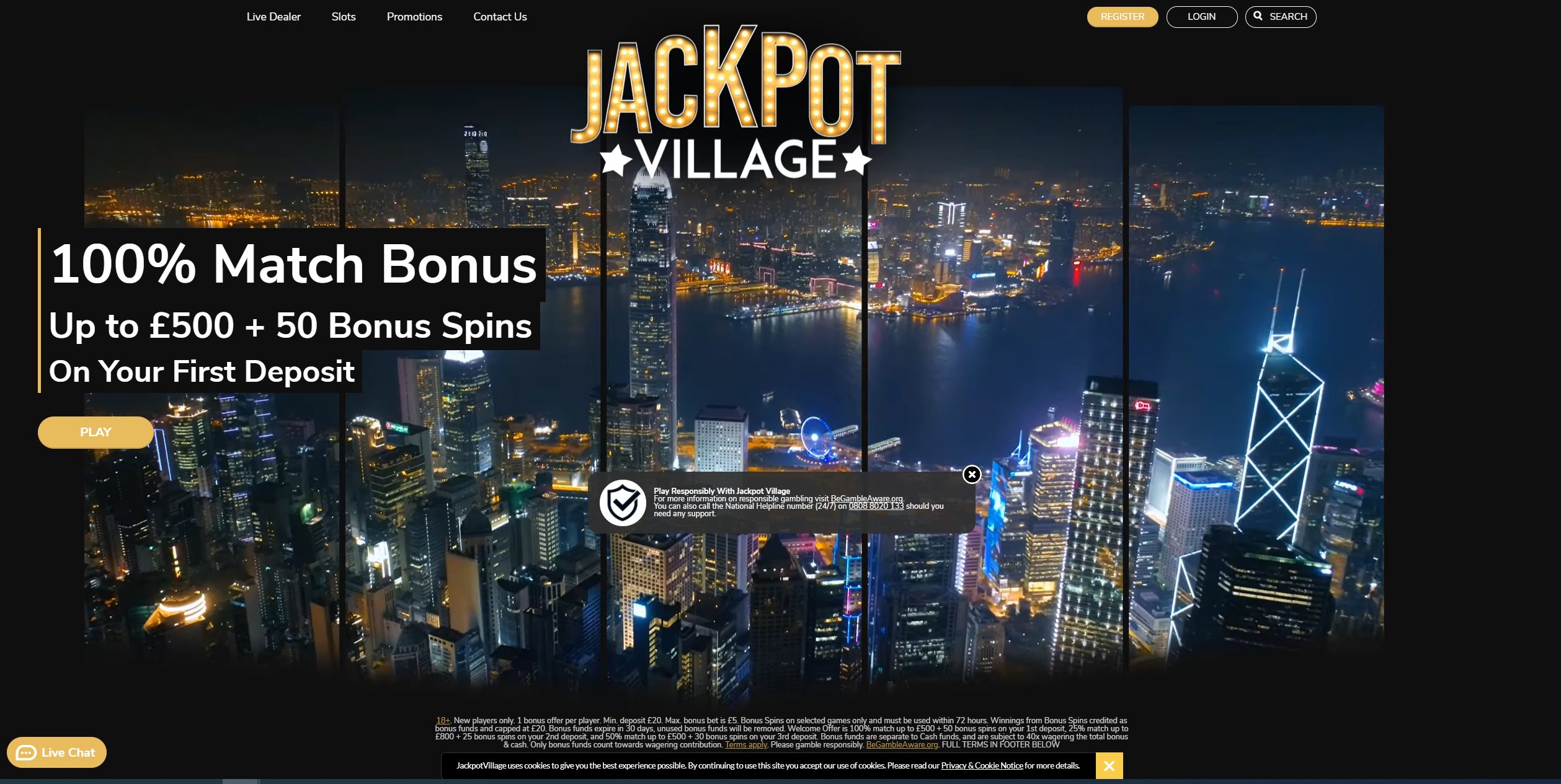 Jackpot Village Casino Landing Page