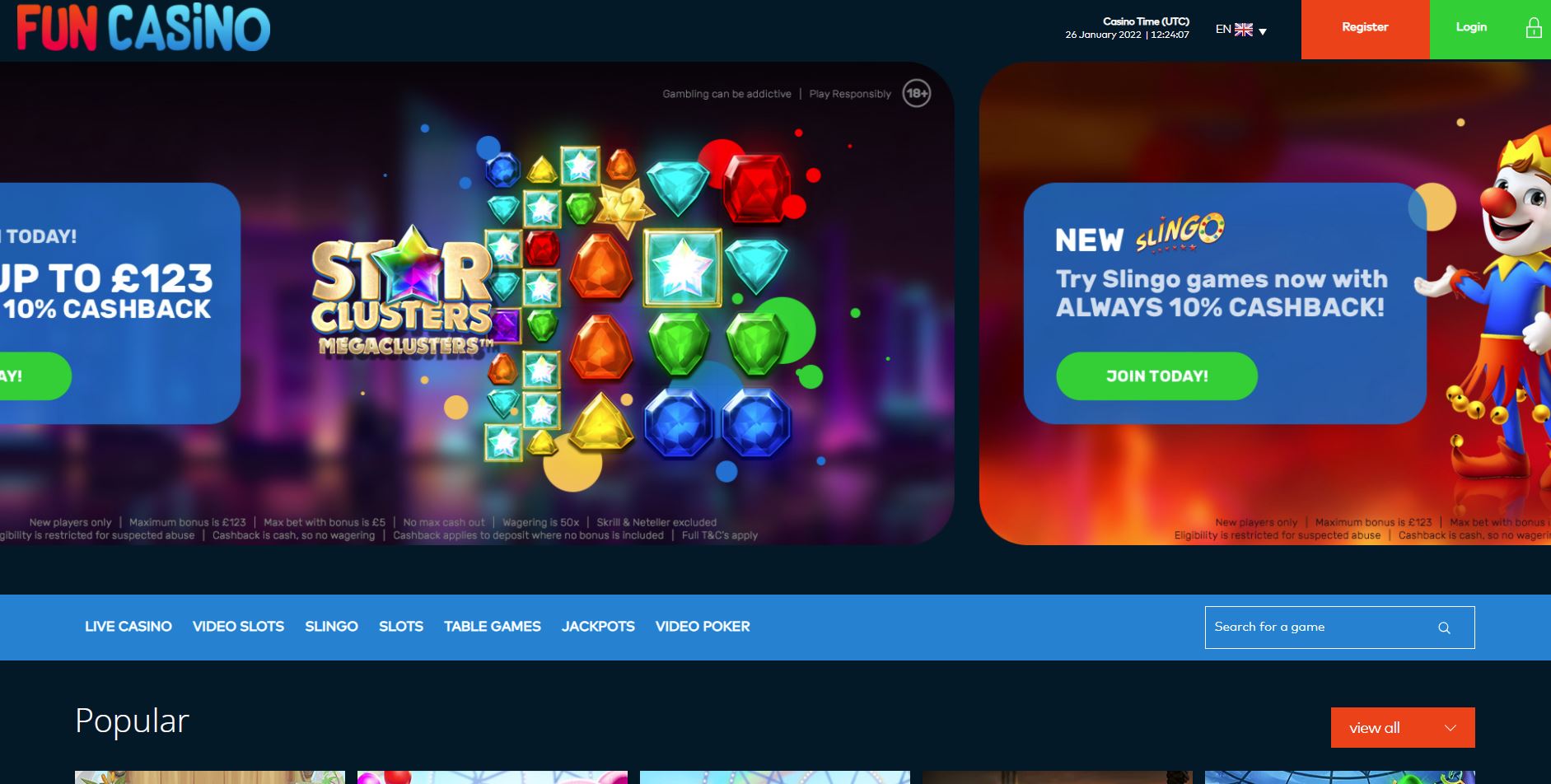 Fun Casino Homepage