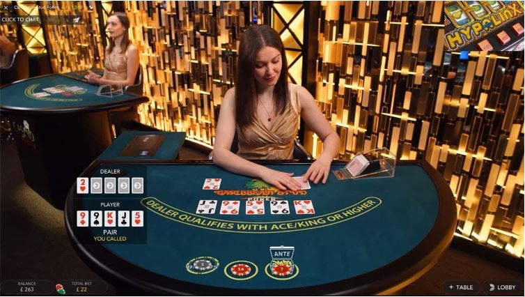 Live Caribbean Stud Poker gameplay