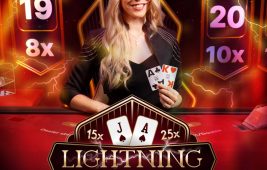 A professional dealer in Lightning Blackjack Live