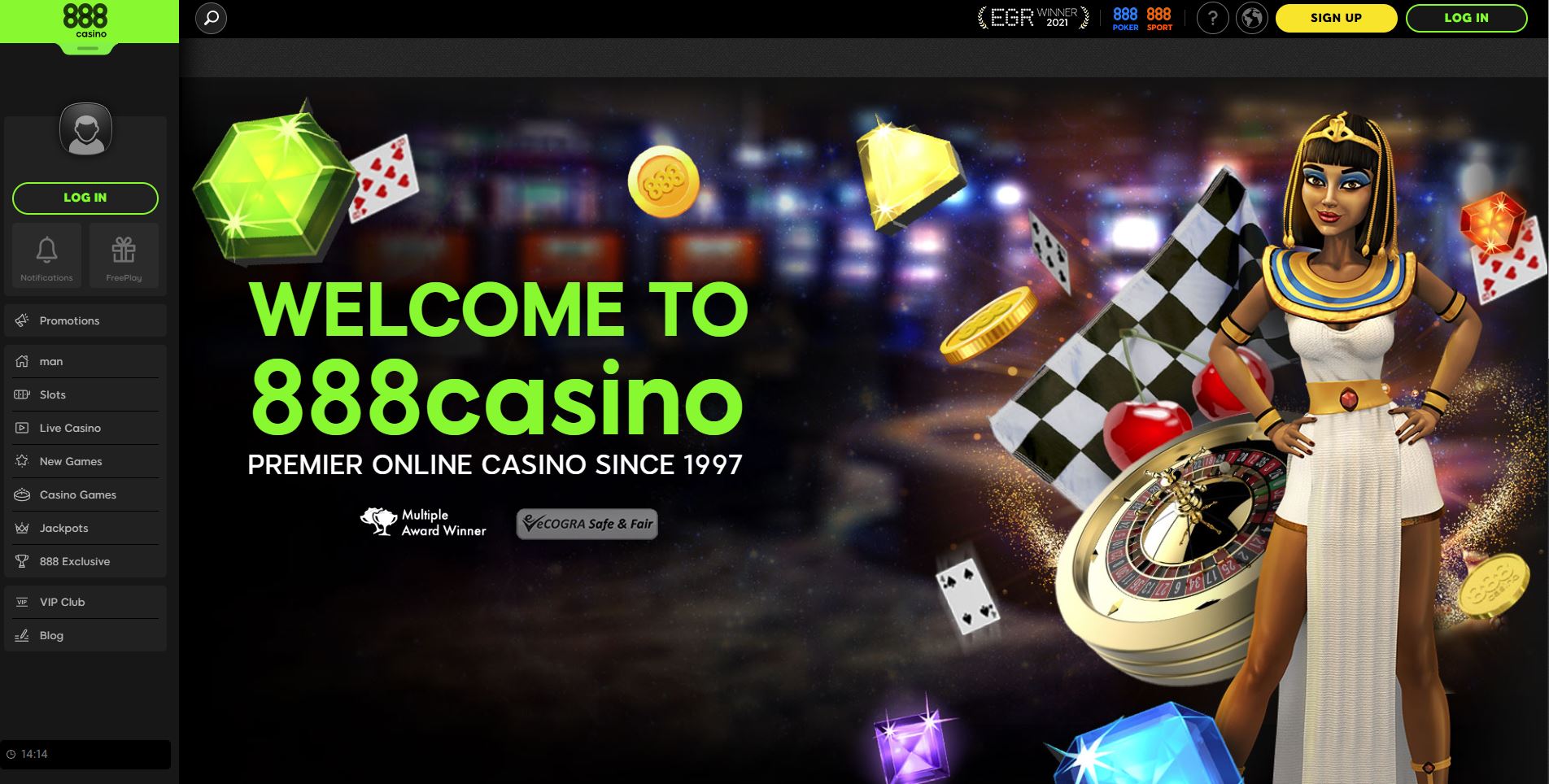 888casino Welcome Page