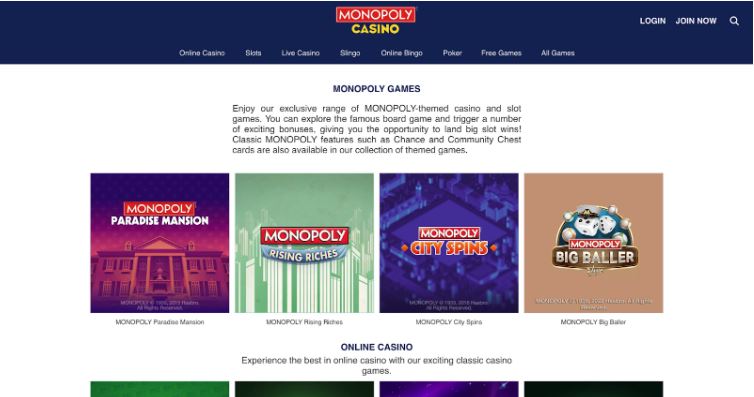 Monopoly Casino Games Library