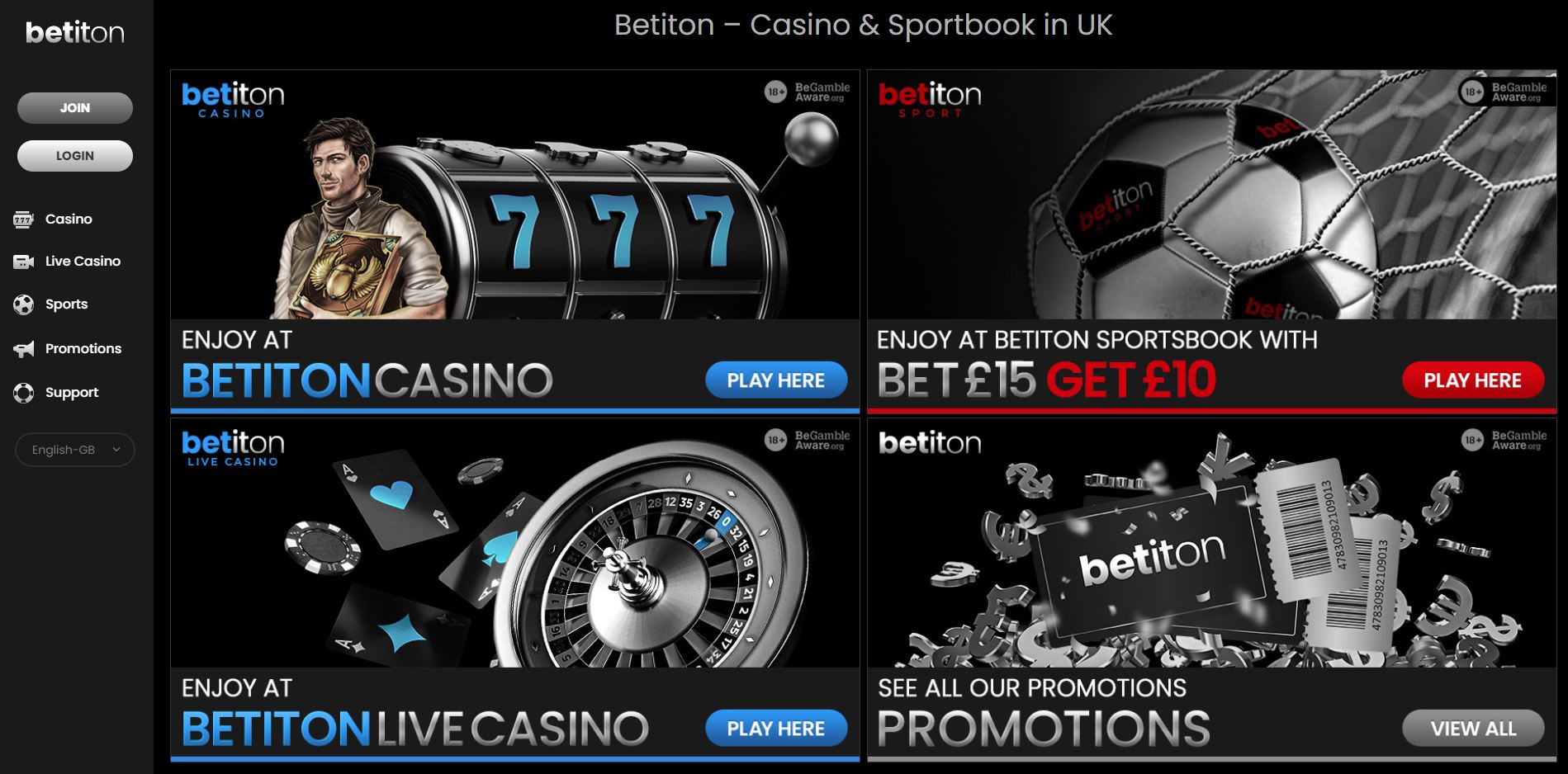 Betiton Casino Landing Page