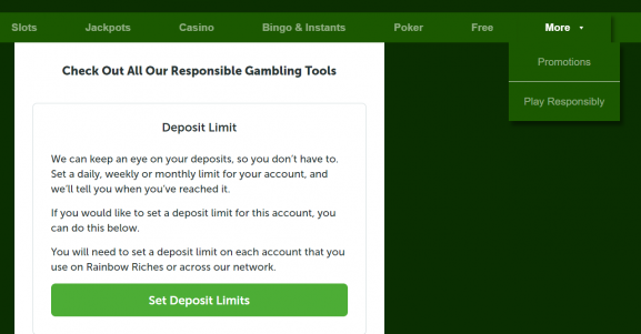 Rainbow Riches Casino safer gambling