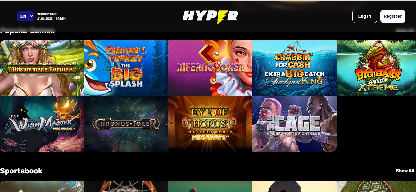 a screenshot of slots at hyper casino